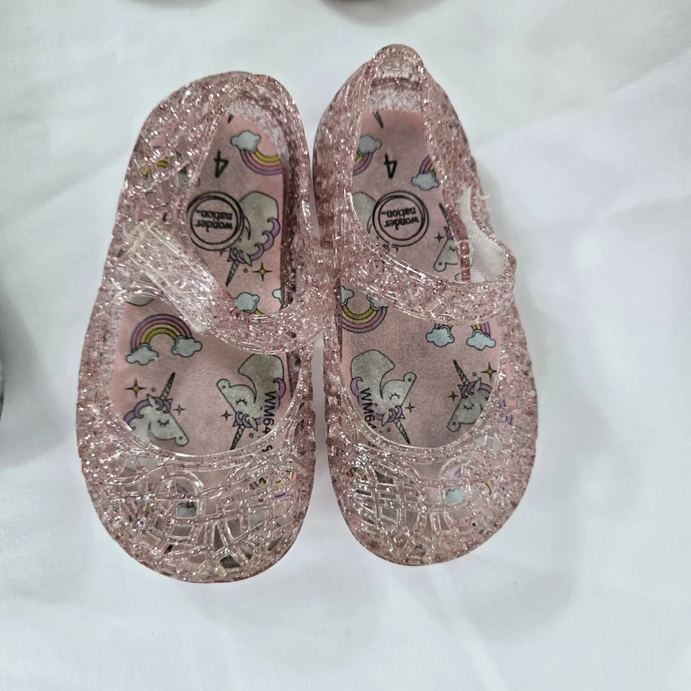 Wonder Nation Toddler Girls Assorted Colorful Spring 4 Pair Shoe Bundle‎ Size 4